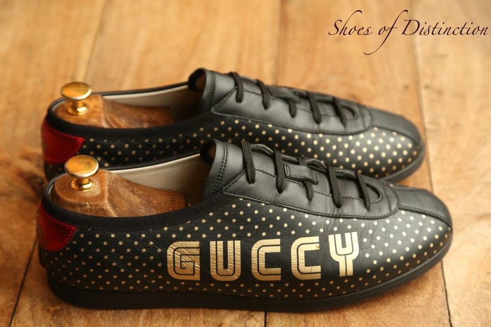 Chaussures baskets Gucci Ace en cuir noir Guccy Star hommes UK 9 US 10 EU 43 - Photo 4/4