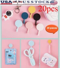 20 Sticky Hooks Wall Mount Removable for Keys Hats Towels Home Kitchen Bath