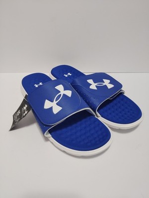 UNDER ARMOUR IGNITE PRO SLIDE MENS SHOES SIZE 15 BLUE WHITE SLIP ON