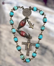 St Francis & Holy Spirit Heirloom 17 Beads Chaplet | Heritage Bronze| Turquoise