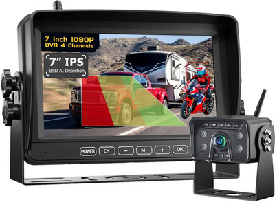 Wireless 7'' Smart Blind Spot Radar BSD Alarm Truck Car DVR Monitor AHD Camera Rv