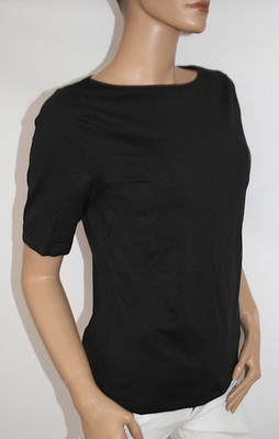 *UNGETRAGEN* KURZARM - SHIRT von HEINE schwarz STRETCH mit leichtem Glanz Gr. 38