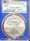 2021 $1 Silver American Eagle Type 2 PCGS MS70 First Strike  - US FLAG