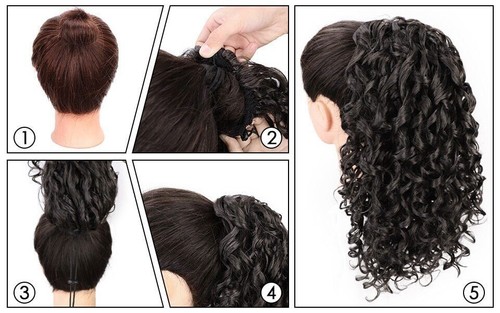 Afro Kinky Curly Ponytail Puff Afro Bun Updo Hair Synthetic Drawstring 14 Inches - Picture 7 of 19