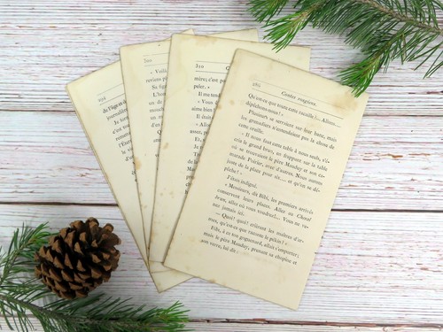 Antique French Novel Pages ca. 1800s – 20 Pack for Junk Journal & Mixed Media