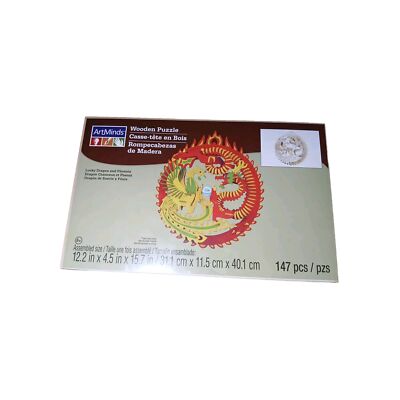 Art Minds Wooden 3-D Puzzle Kit Lucky Dragon & Phoenix Dragon 147 Pcs 8+ New