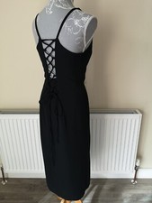 Opera Richards Black Formal Dress Size 12 Straps Laced Back Smart Midi Occasion
