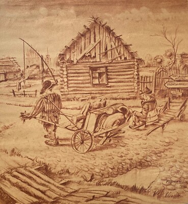 Idylle zu Kriegszeiten ,  Lithographie von Franz Mair, 1942