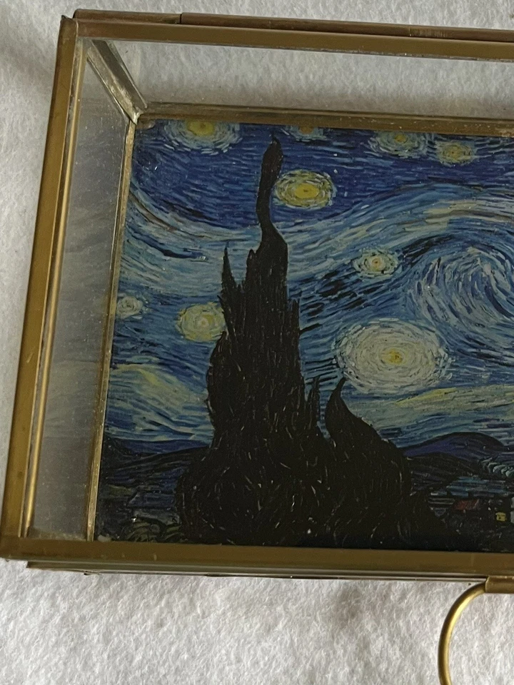 Vincent Van Gogh Starry Night Clear Glass Keepsake Trinket Box Hinged Large - Image 3 of 4