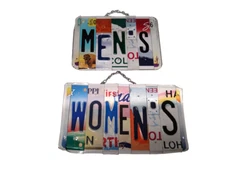 MEN & WOMENS Signs Hand Made From License Plates - Ready To Hang