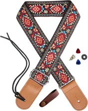 Ukulele Strap Jacquard Flower for Soprano Concert Tenor Baritone UKE Neck Strap 