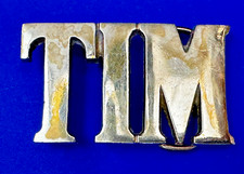 Tim Custom Name Cutout Block Letters Solid Brass Vintage Belt Buckle
