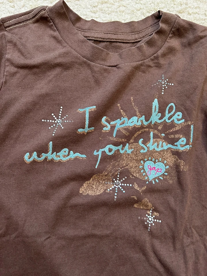 Camisa marrón manga larga Gap para niñas talla 8 Foto 2 de 3