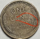 1918 LINCOLN WHEAT CENT - OBV ERROR LAMINATION - #409