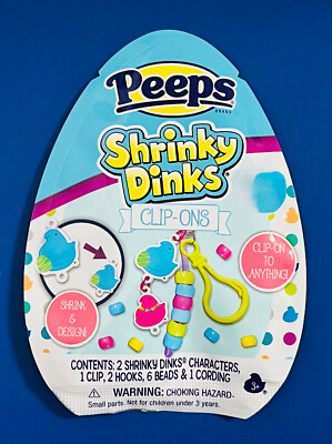 New PEEPS SHRINKY DINKS CLIP-ONS 1 BLUE chick 1 PINK chick Easter basket filler