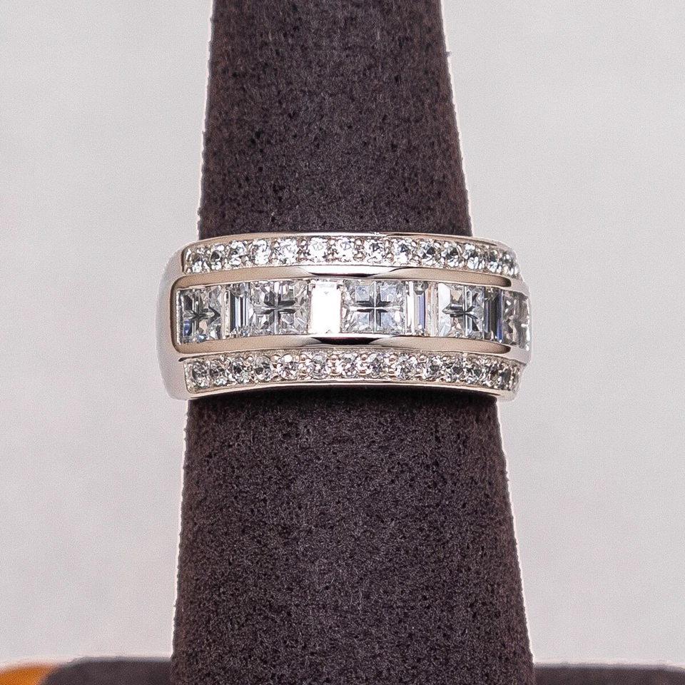 ANILLO RACIMO CRISLU - PLATINO ESTERLINA 1.3cctw - PERFECTO ESTADO - TALLA 7 Foto 2 de 4