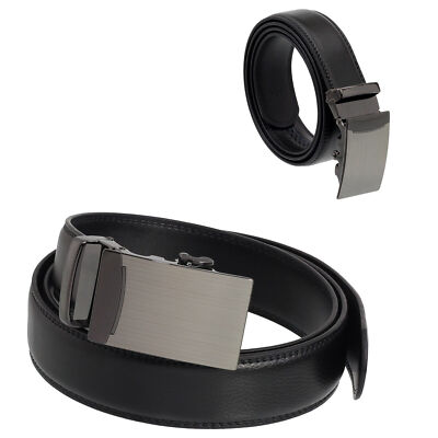 Ledergürtel Herrengürtel Jeansgürtel Echt Leder Schwarz Automatik 3,5 bis 120 cm