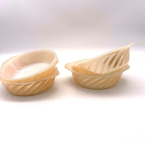 Set Of 4 Vintage Anchor Hocking Fire King Marigold/peach Single Casserole Dishes - Picture 2 of 5