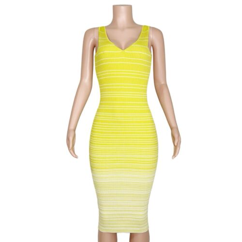 $195 NWT STAUD Dana Ombre Stripe Knit Dress, Pollen White, XS - Picture 4 of 8