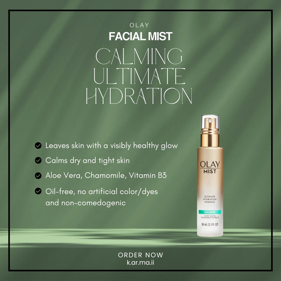 OLAY Mist CALMING Hydration Essence with Aloe Leaf & Chamomile Extract, 3.3fl oz - Image 3 of 3