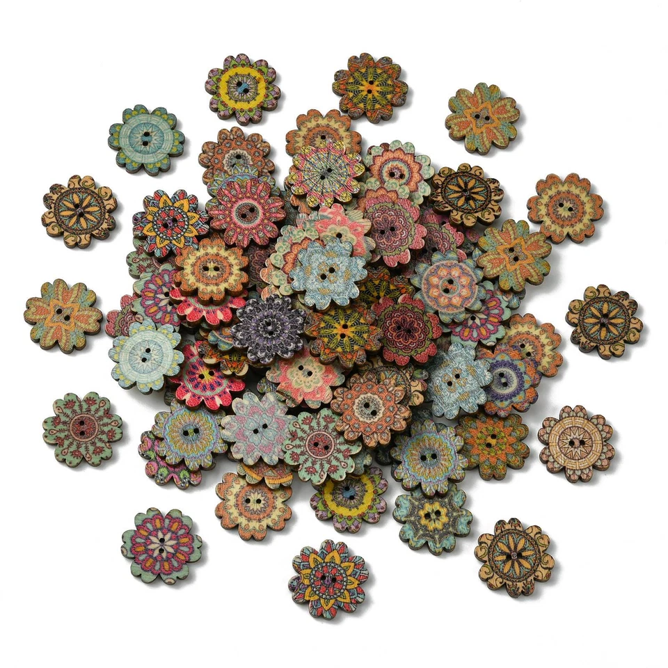 200Pcs Flower Floral Buttons Decorative Button with 2 Holes for DIY Sewing Craft - Image 2 of 4