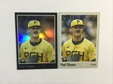 PAUL SKENES 2024 Topps Archives 1970 Design Black Foil Board SP + Base RC