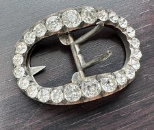 Antique Solid Silver And Paste Shoe Buckle