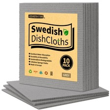 Grey Swedish Dishcloths, 10 Pack Absorbent Dish Towels for Kitchen, Multipurpose