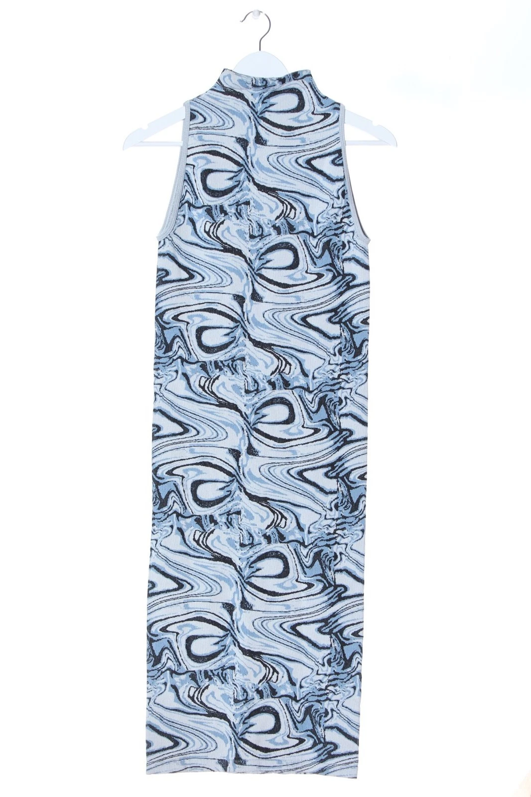 ZARA Abito di maglia Donna Abito Taglia IT 38 blu-bianco-nero stile casual