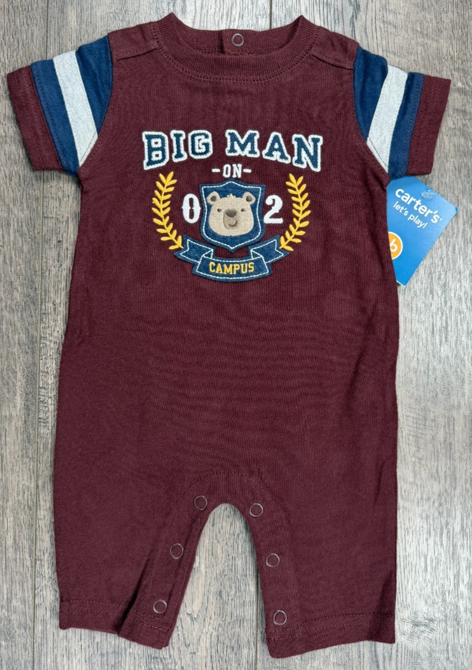 Baby Boy Clothes New Vintage Carter's Newborn Burgundy Big Man Outfit