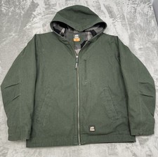 Berne Jacket Mens Large Green Canvas Hooded Insulated Parka Workwear Coat Chore