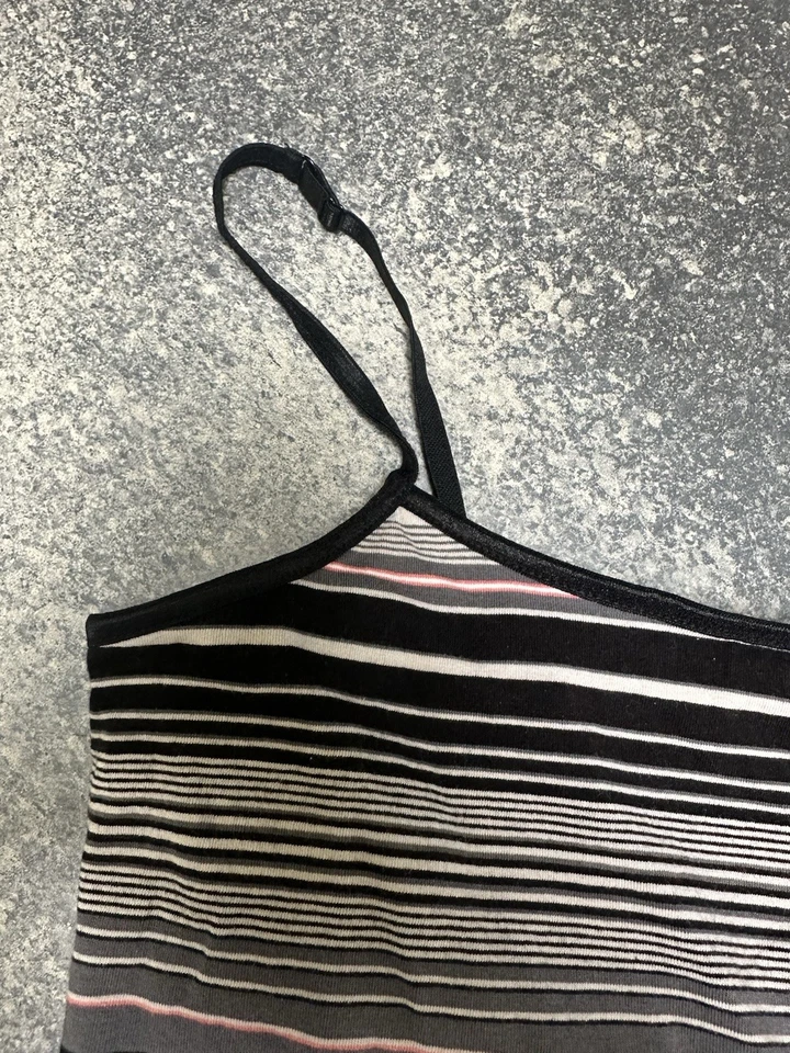 Y2K SO Wear It Declare It полосатый майка Cami встроенный бюстгальтер полка L - Изображение 4 из 4