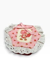 Vintage Strawberry Shortcake Cloth Fabric Trinket Jewelry Box Small Round RARE