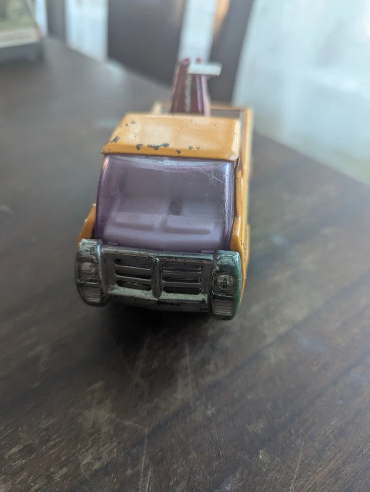 Vintage Buddy L Wrecker Tow Truck Metal Toy Orange/yellow rare color Japan  - Image 2 of 4