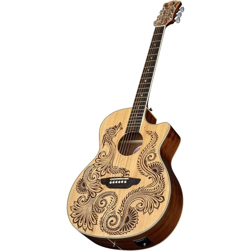 Luna Guitars Henna Dragon 6 String Spruce Acoustic/Electric Guitar(HEN DRA SPR) - Image 2 of 4