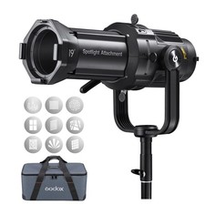 Godox VSA-19K Spotlight Attachment Kit with 19  Lens  9 Gobos, Bowens Mount