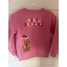 Kids Pink Grinch Merry Grinchmas Sweatshirt Size 12
