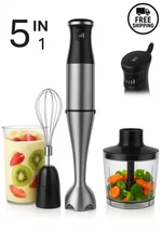 1100W 5-in-1 Handheld Immersion Blender for Soup Smoothies Baby Food