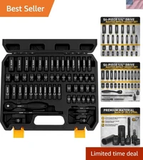 56-Piece 1/4" Drive Impact Socket Set - SAE & Metric Durability for All Repairs