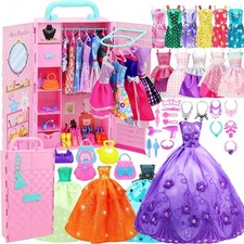 108Pcs 11.5 Inch Girl Doll Closet with Clothes and Accessories, Party Dress G...