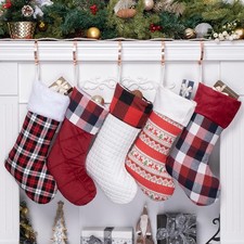 Christmas Stockings 5 Packs for Family 20" Large Red Buffalo Plaid Christmas ...