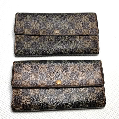 LOUIS VUITTON Damier Long Wallet Leather Lot of 2 Used Authentic ps2606-ps733