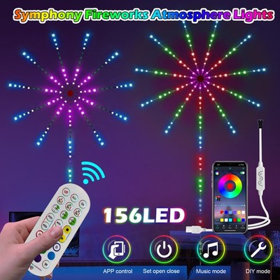 156 LED USB Firework Strip Lights Dream Color RGB Smart Music Sync APP + Remote
