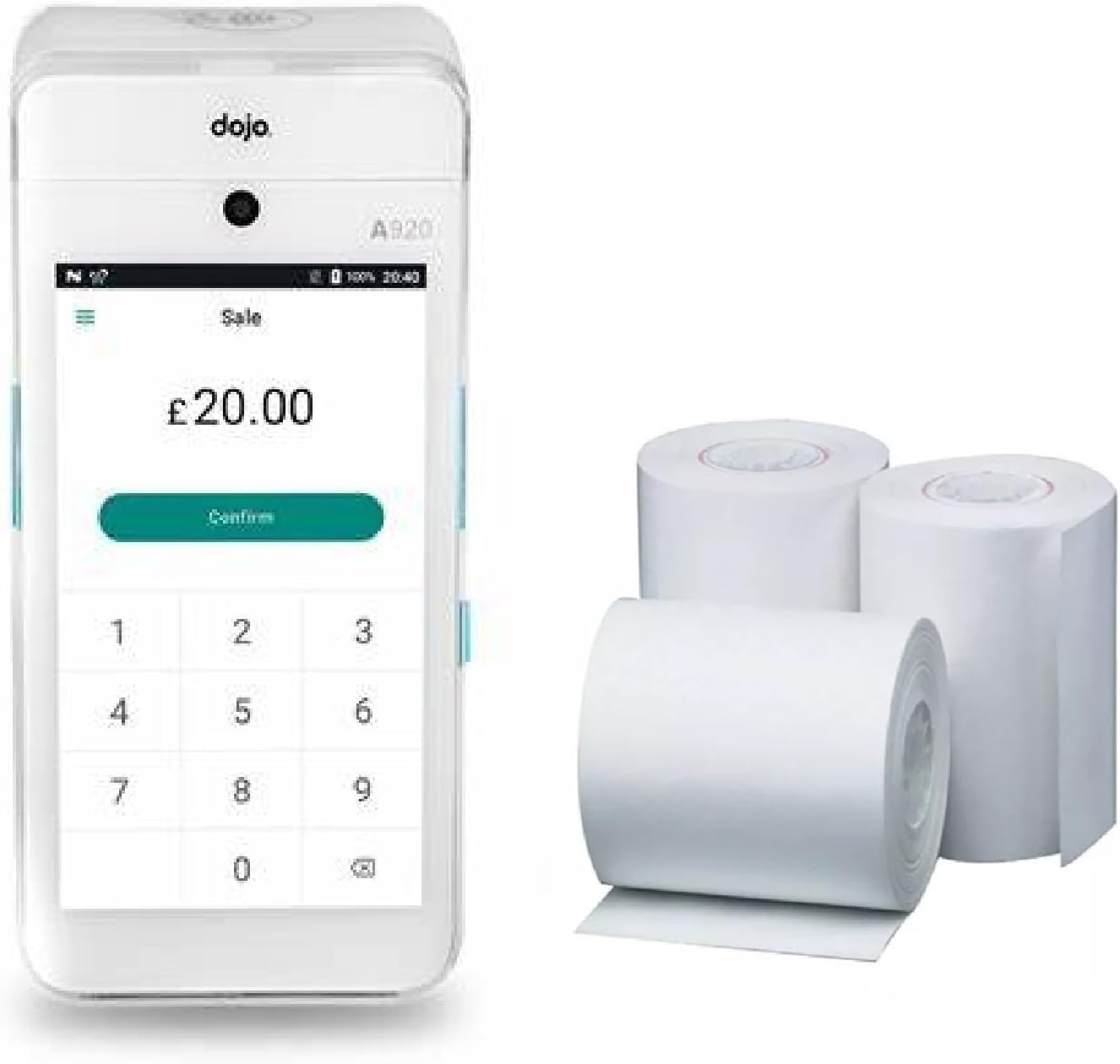Replacement Receipt Paper for Pax A920, A920 Pro Dojo Payment Device, 20 Rolls