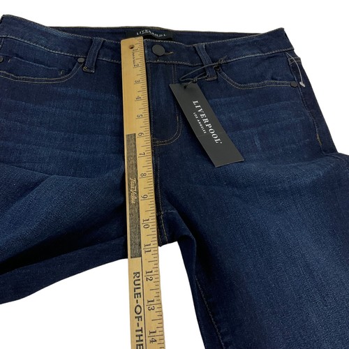 Liverpool Jeans Women's Sz 6/28 Blue Dark Wash Raw Hem Capri Stretch Denim $89 - Picture 8 of 10