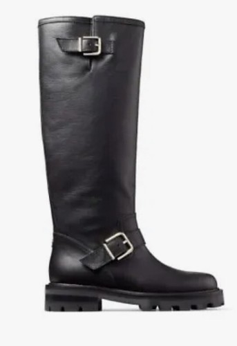 New Nwob Jimmy Choo Women's BIKER II TALL Black Leather Knee-High Boots, 36 - Picture 3 of 7