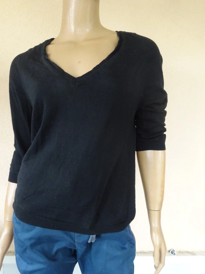 PETIT PULL ZARA 70 % SOIE COTTON 10 % CACHEMIRE NOIR T 38/40 TM - Photo 1/4
