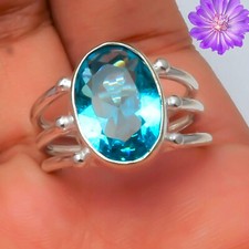 Blue Topaz Gemstone 925 Sterling Silver Ring Handmade Jewelry Ring For Gift