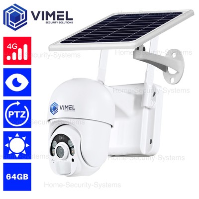 4G Outdoor Farm PTZ 64GB Surveillance Camera 24/7 Solar Battery PIR Sensor LIVE