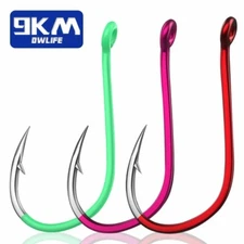 50Pcs Fishing Hooks Saltwater Octopus Hooks Carbon Steel Three Colors Available